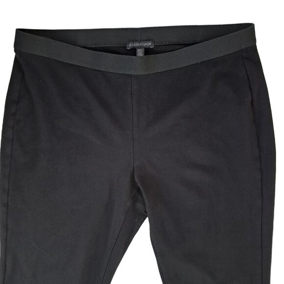 Eileen Fisher Black Ponte Elastic Waist Pants Slim Tapered Legging Medium - Picture 3 of 7